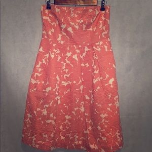 J. Crew strapless orange/white dress 6
